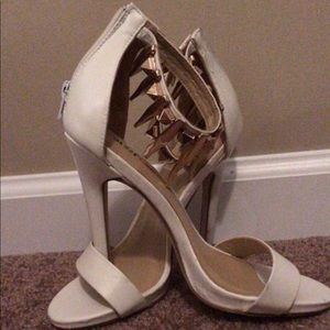 Just Fab White with Gold Spike Heels